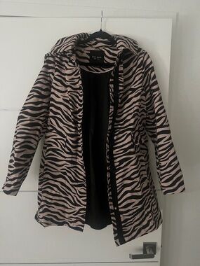 kate spade Black & Blush Zebra-Print Hooded Trench Coat
